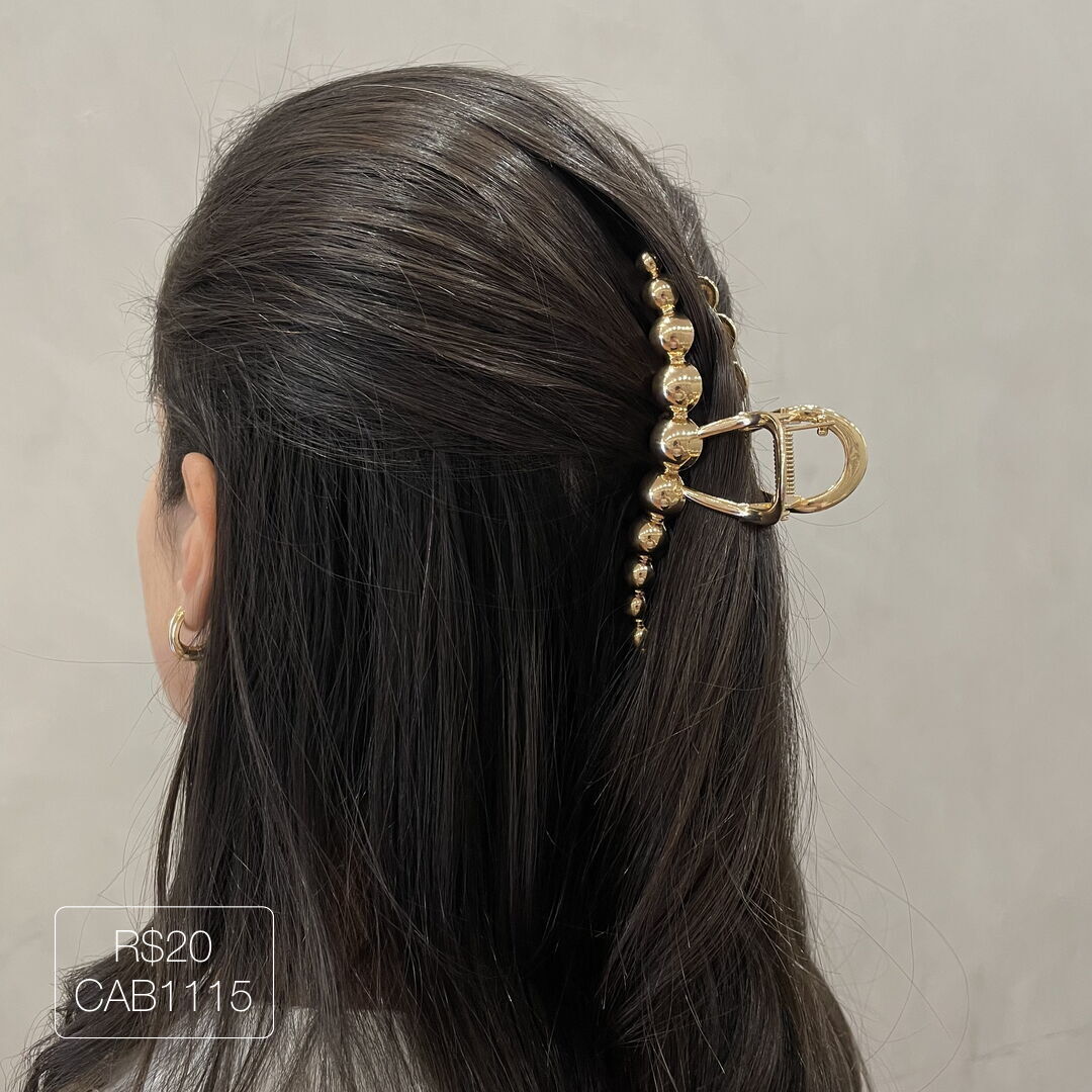 Hair Pin Esferas GG Liso Dourado